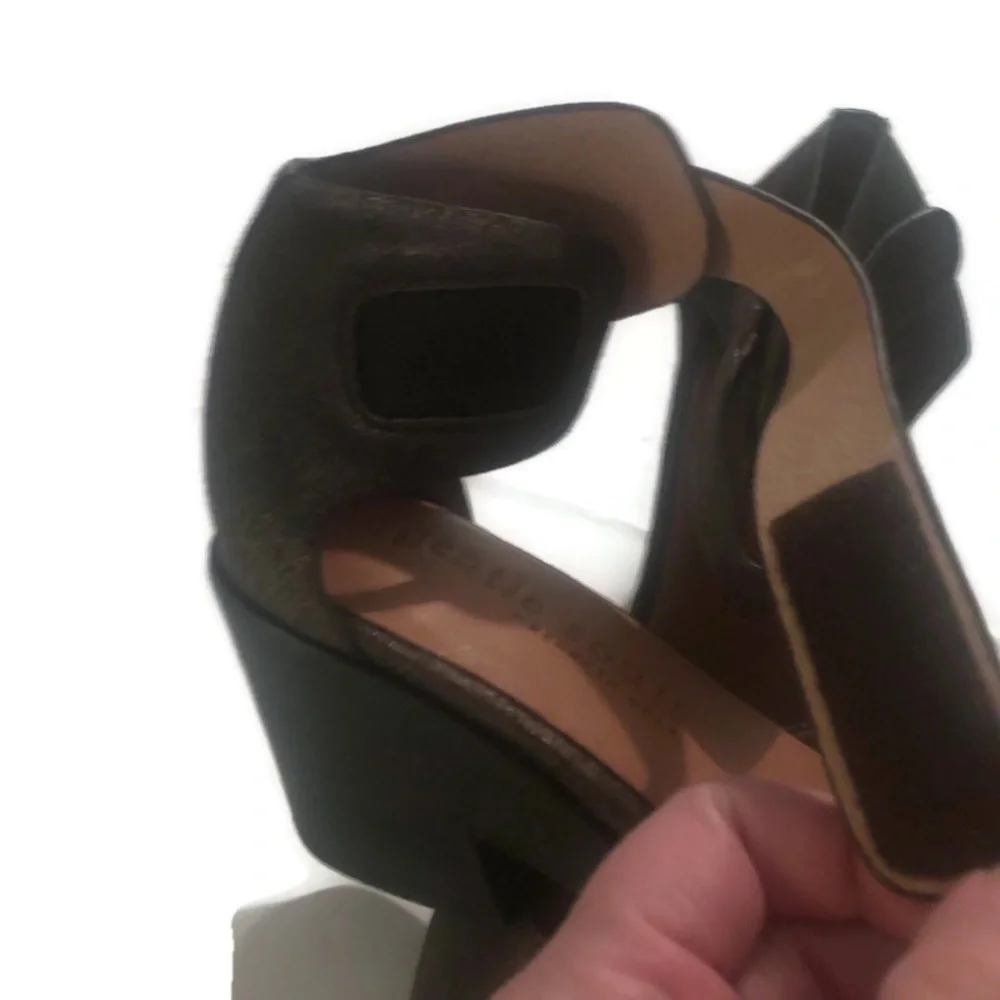 Gentle Souls By Kenneth Cole Leather Brown Metallic Blaise Wedge Sandal Sz 7 EUC